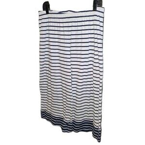 LAKE Sz L Wide Leg Blue White Stripes Elastic Waist Ankle Pajama Lounge Pants